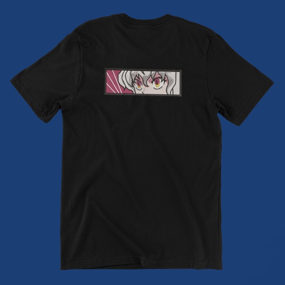 New- White&black Embroidered anime box T-shirt